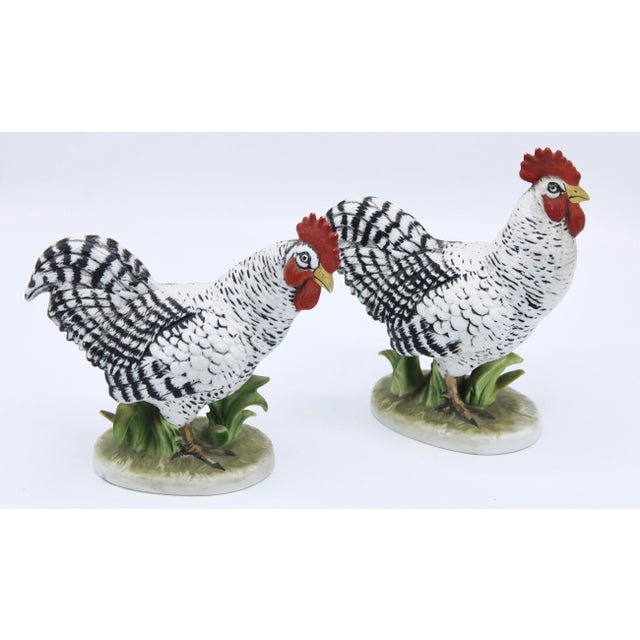 Ceramic Vintage Farmhouse Black and White Ceramic Chickens For Sale - Image 7 of 13