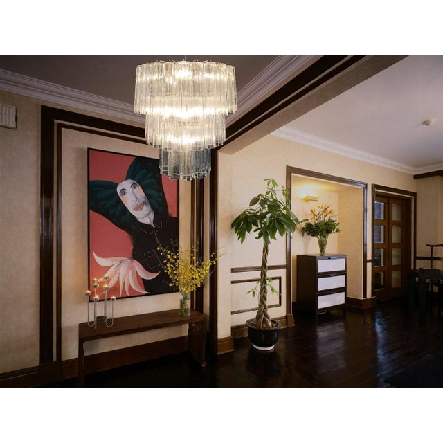 Large Three-Tier Murano Glass Tube Chandelier, 1990s For Sale - Image 4 of 15