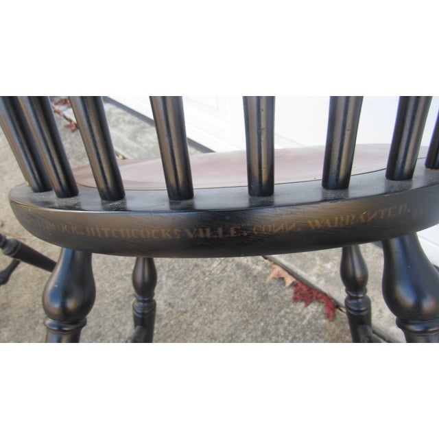 1980s Pair Hitchcock Chairs Farmhouse Black Signed Designer For Sale - Image 9 of 10