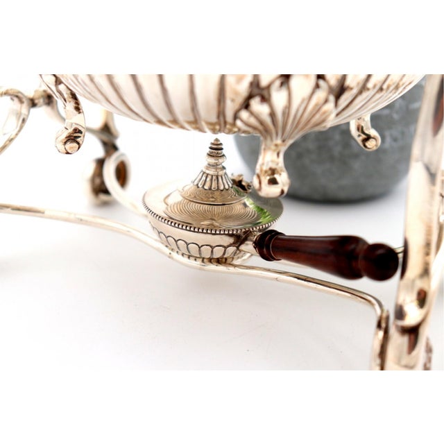 Silver Kettle with Fluted Reliefs and Knob on the Lid with Lamp and Four Feet with Windings For Sale - Image 5 of 6