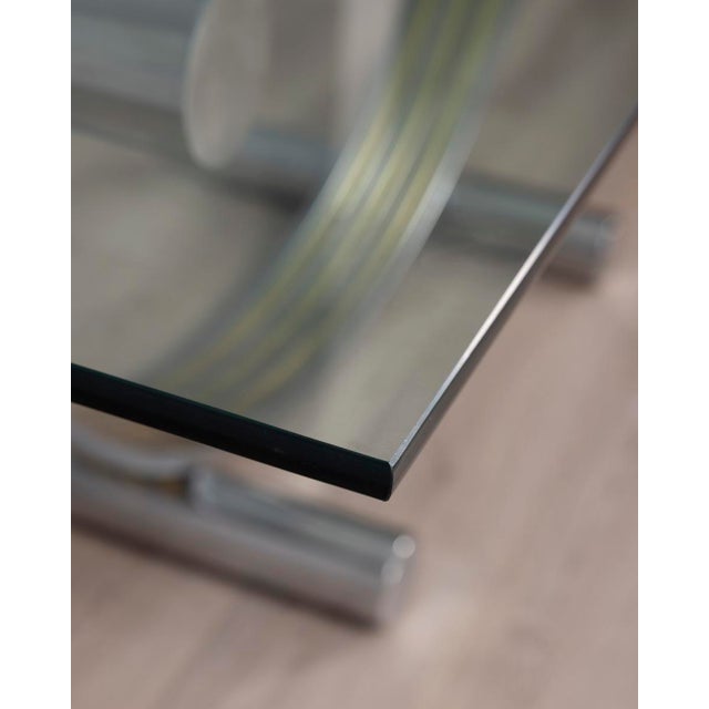 Metal Vintage Metal, Brass, and Glass Table by Renato Zevi, 1970s For Sale - Image 7 of 12
