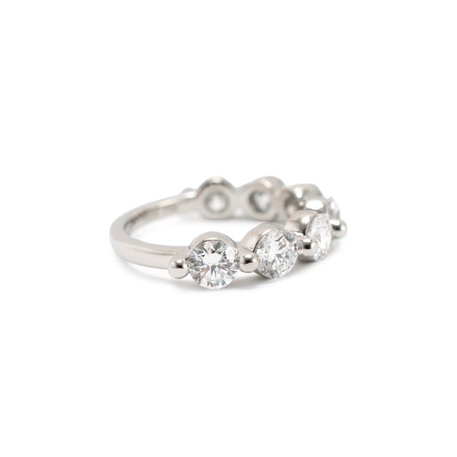 Modern Platinum 2.63ctw Round Lab Grown Diamond Shared Prong Half Eternity Band Ring, Size 8 For Sale - Image 3 of 10