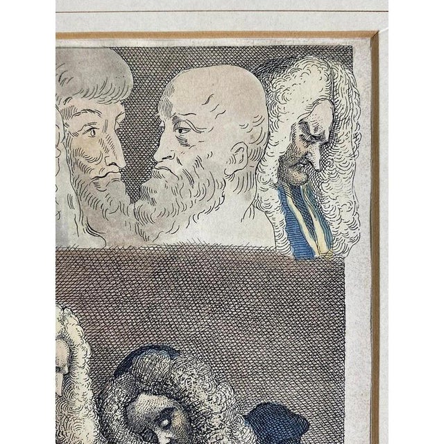 Paper William Hogarth, The Bench, 1820-1840, Hand-Painted Engraving on Paper, Framed For Sale - Image 7 of 12
