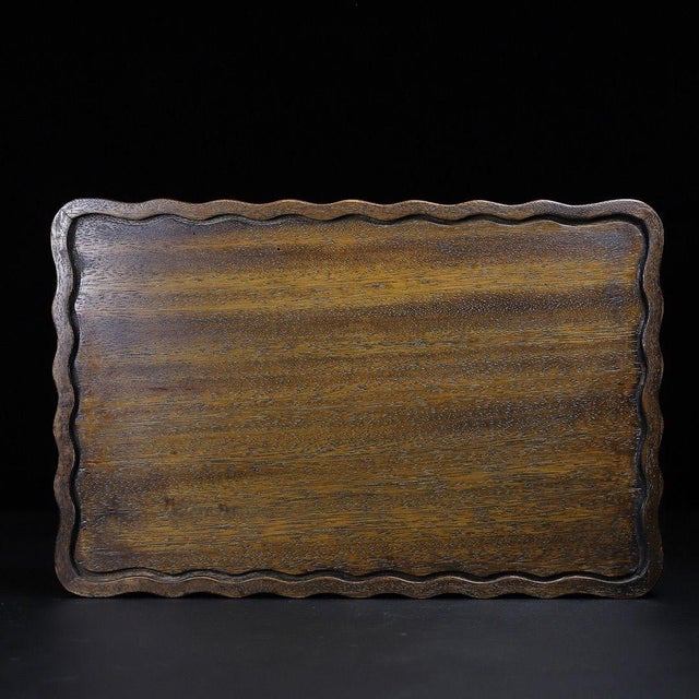 Huali Rosewood Rectangular Tray With Scalloped Edge For Sale - Image 9 of 9
