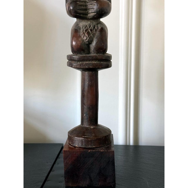 African Carved Female Statue Yoruba Ose Sango Staff For Sale - Image 10 of 14