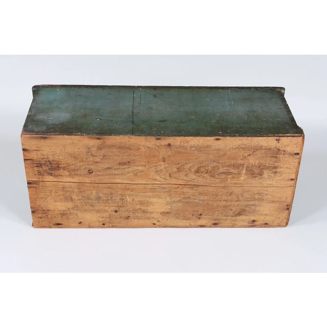 Wood 19th Century Green-Painted Sailor's Sea Chest (Seaman's Box), Pine With Original Surface For Sale - Image 7 of 10
