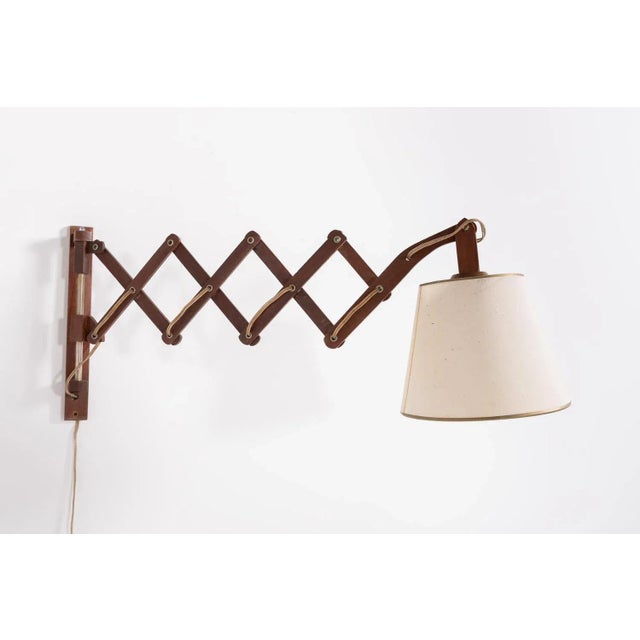 Textile Scandinavian Scissors Wall Lamp, 1960s For Sale - Image 7 of 8