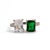 Metal Emerald & Diamond Design Sterling Silver Statement Ring, Size 5 For Sale - Image 7 of 7
