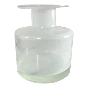 Vintage Mid-Century Scandinavian Modern White Blown Glass Gul Vase