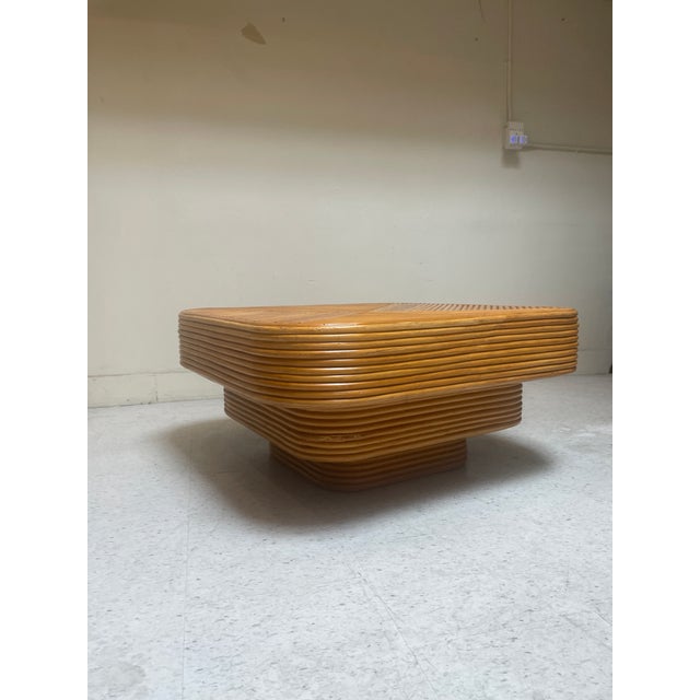 Mid-Century Modern Vintage Rattan Stepped Coffee Table in the Style of Paul Frankl For Sale - Image 3 of 9