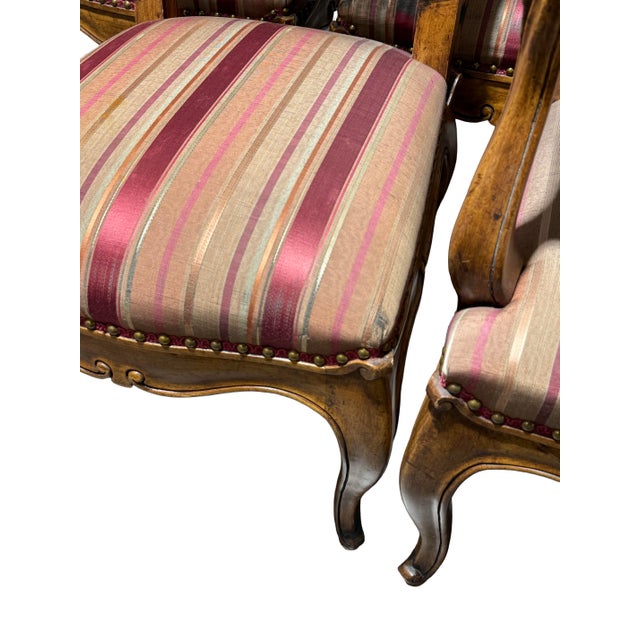 Set of 8 Vintage Minton-Spidell Walnut French Provincial Dining Chairs For Sale - Image 9 of 11