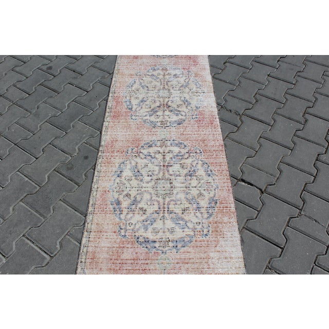 Distressed Vintage Oushak Rug Runner - 24"x131" For Sale - Image 4 of 10