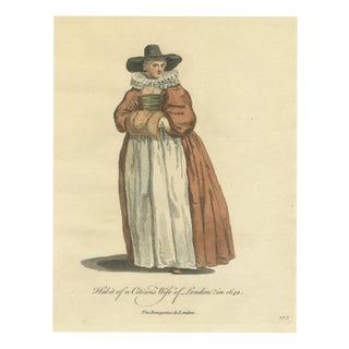 Jefferys, Citizen's Wife of London in 1640 with Fur Muff, 1757, Engraving For Sale