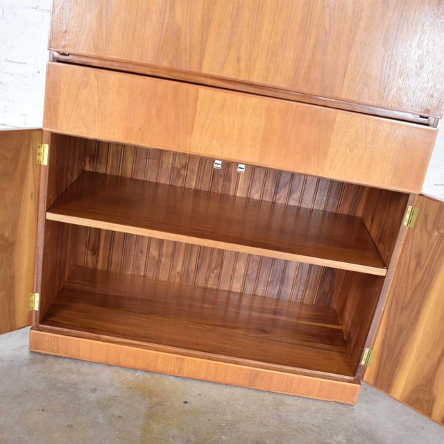 Vintage Scandinavian Modern Teak Desk in a Box Style Secretary With Drop Front For Sale - Image 14 of 18