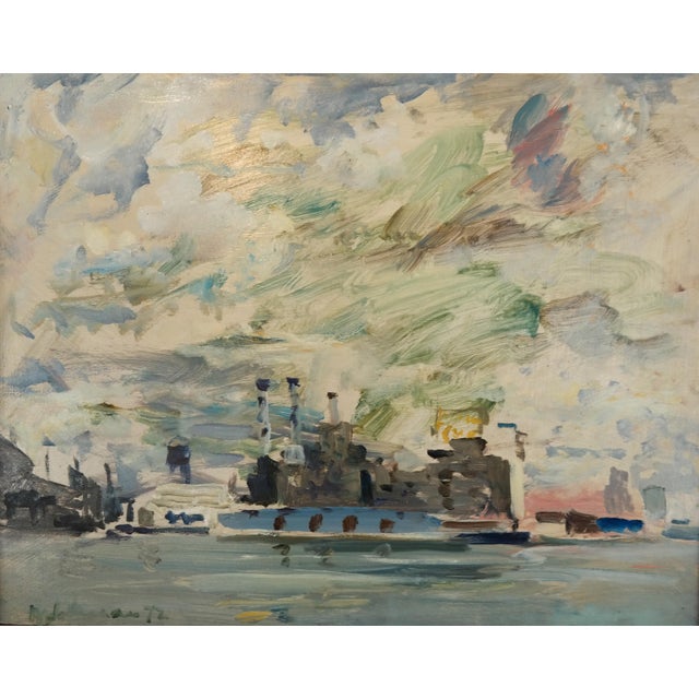 Raoul Middleman, 1972 Gestural Oil Painting Boat in Harbor Figural Abstraction Raoul Middleman, 1972 For Sale In Miami - Image 6 of 12