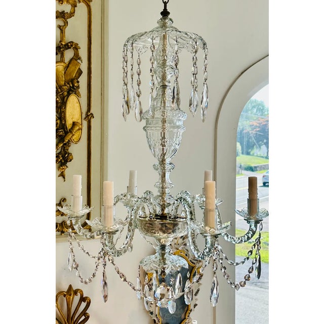Traditional Pair of 19th Century Irish Georgian Crystal Chandeliers For Sale - Image 3 of 8