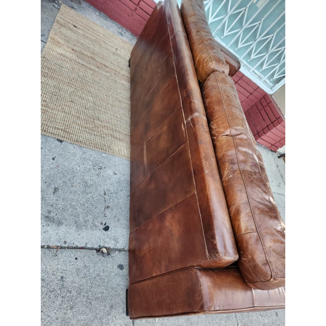 Chestnut 1980's Brown Leather Sofa For Sale - Image 8 of 11