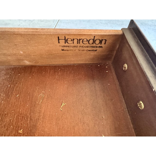 Mid 20th Century Henredon Tooled Leather Chippendale Mahogany Executive Writing Desk Ball & Claw For Sale - Image 5 of 5