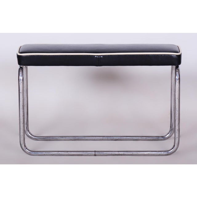 Metal Vintage Bauhaus Stools in Chromed Steel and Italian Leather, Czech, 1930s, Set of 2 For Sale - Image 7 of 10