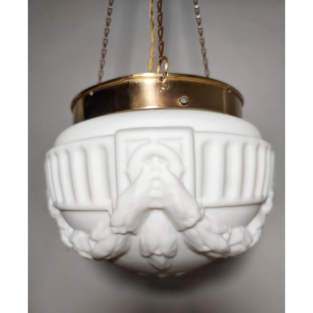 Gold Art Nouveau Ceiling Lamp, Spain, 1930s For Sale - Image 8 of 13