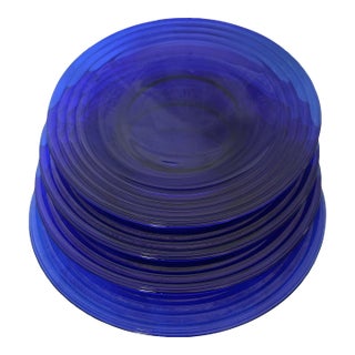 Bormioli Rocco "Forum" Sapphire Blue Salad Plates-Set of 4 For Sale