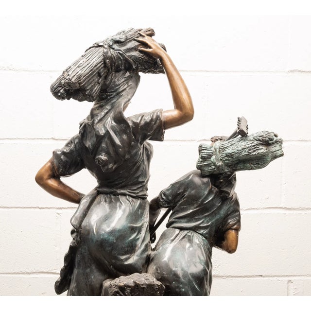 Large Antique French Bronze Sculpture “Return From the Harvest” Attributed to Mathurin Moreau For Sale - Image 10 of 12