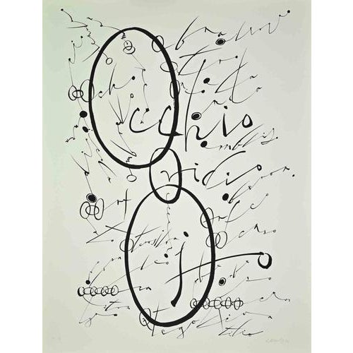 Letter O, from the Alphabet series, is a lithograph, realized by Rafael Alberti in 1972. Hand-signed and dated on the...