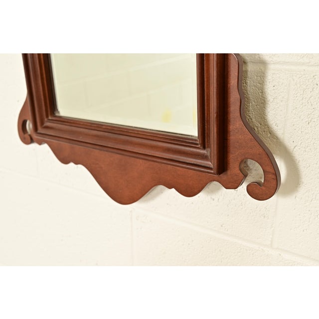 Brown 1980s Baker Furniture Style Chippendale Carved Mahogany Wall Mirror For Sale - Image 8 of 10