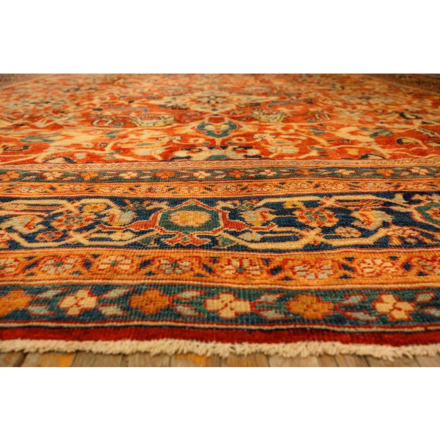 Red 1890s Traditional Red Bold Tribal Geometric Antique Persian Sultanabad Wool Rug For Sale - Image 8 of 10