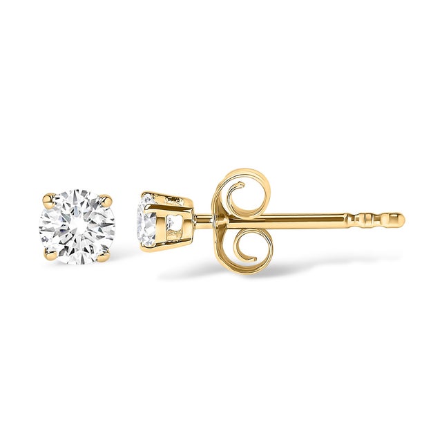 Contemporary 14K Yellow Gold 1.0 Cttw Lab Grown Diamond Solitaire Stud Earrings For Sale - Image 3 of 5