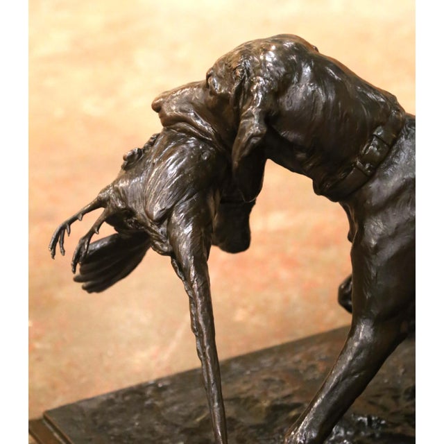 Late 19th Century German Brass & Plaster Hunting Dog Sculpture by Emil Wünsche For Sale - Image 4 of 14