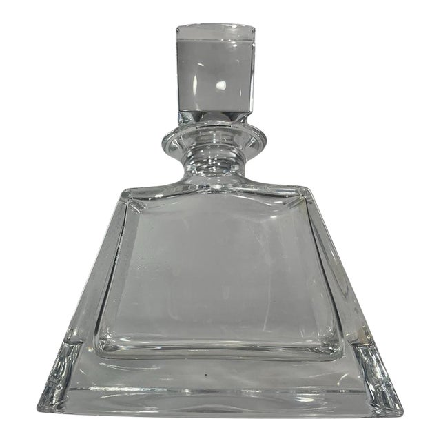 1970s Geometric Shannon Crystal Decanter With a Faceted Stopper For Sale