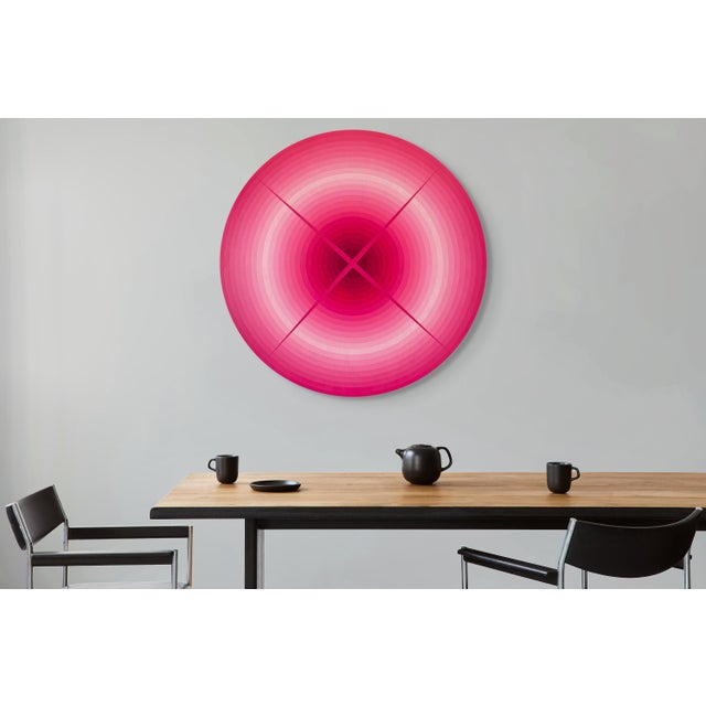 Abstract Contemporary Abstract Acrylic on Italian Poplar Board "Light Interaction (Rose Madder)" by Andy Harwood For Sale - Image 3 of 8