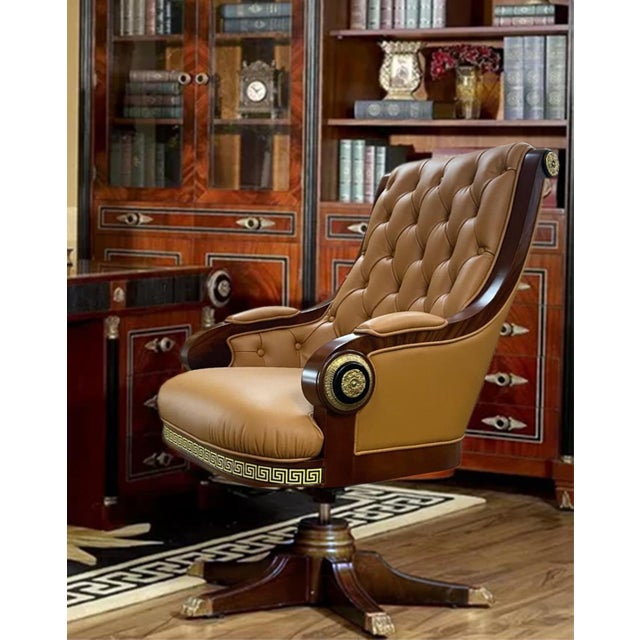 Make a commanding statement with this luxurious traditional executive chair, designed to bring old-world elegance and...