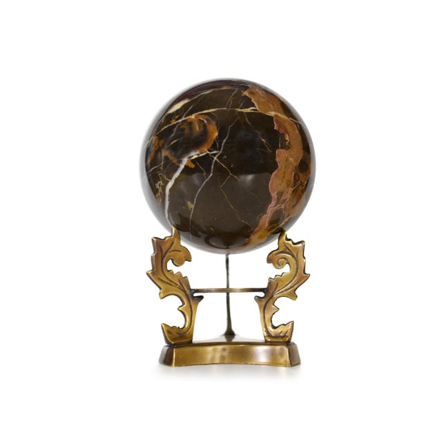 Metal Late 20th Century Black Gold Onyx Orb Sphere Ball Figurine For Sale - Image 7 of 7