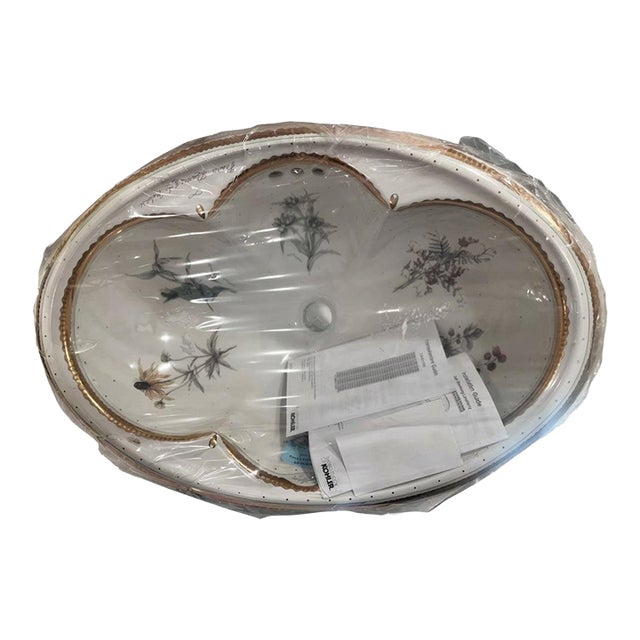 New Wrapped Kohler Prairie Flowers Cantata Drop-in Bathroom Sink (Model: K-14271-Wf-96) For Sale