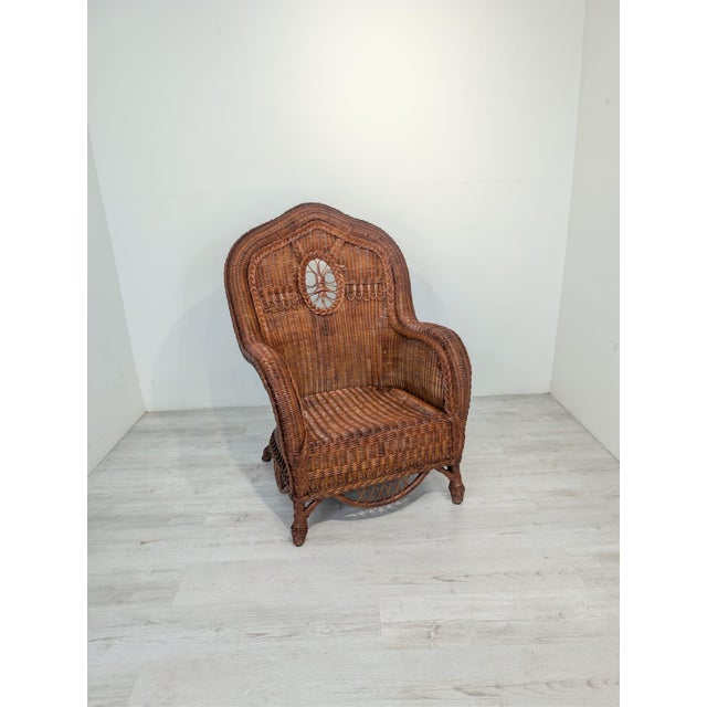 Wood Art Deco Royal/Club Wicker Armchair For Sale - Image 7 of 16