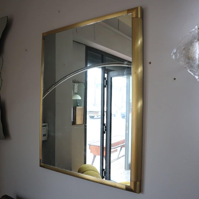 Vintage Brass Mirror in the style of Tommaso Barbi, 1970s For Sale - Image 3 of 6