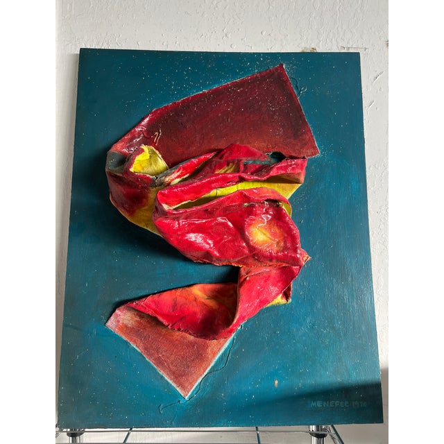 Offered here is a matching set of 3 mixed-media relief assemblage works by E. Menefee, dated 1970, 1971, and 1975. These...