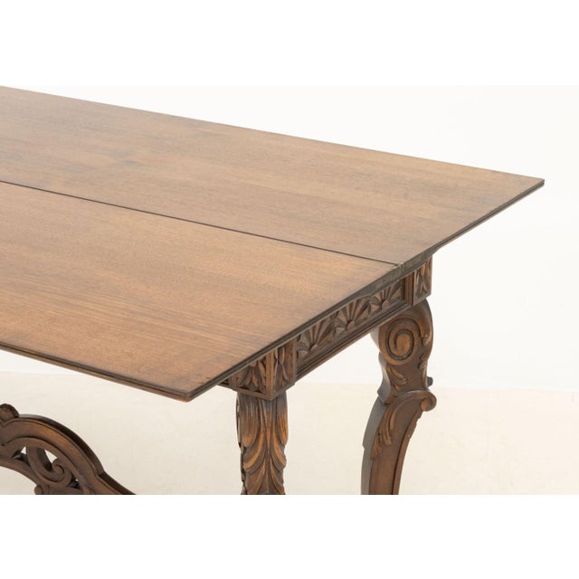 Rococo Style Walnut Extending Trestle Table For Sale - Image 9 of 11