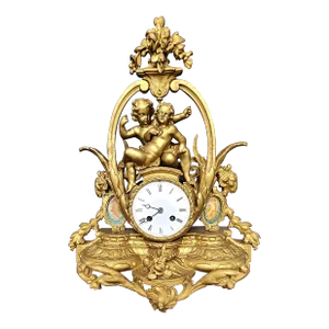 Antique 19th Century Japy Freres Fine Gilt Bronze Figural French Mantle Clock
