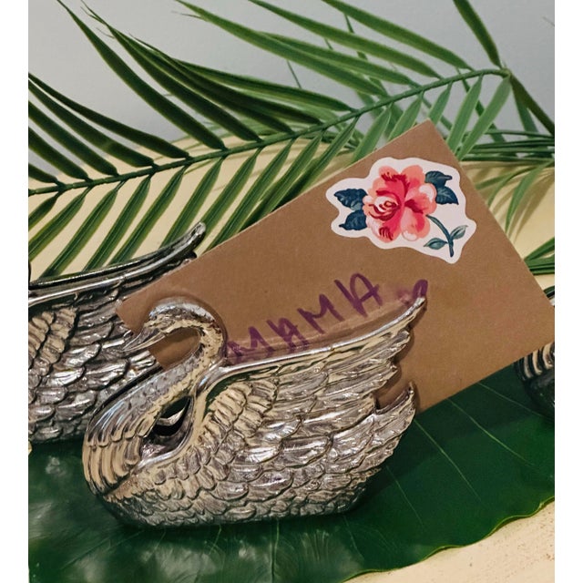 1970s Vintage Italian Silver - Plated Swan Letter Holder For Sale - Image 5 of 10