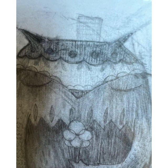 Graham Carter, Waiting with Owl, Graphite on Paper For Sale - Image 4 of 6