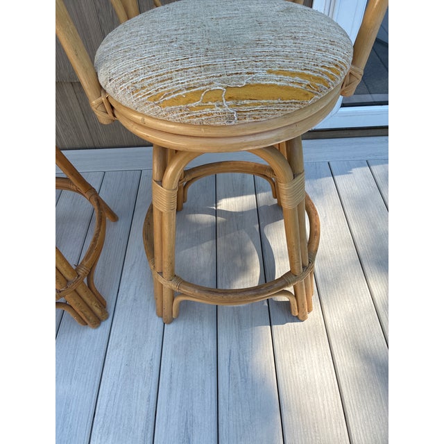1980s Boho-Chic Rattan Barstools, 2 Pieces For Sale In New York - Image 6 of 9