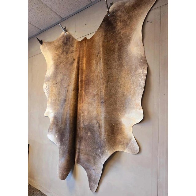 Large Beige and Brown Cowhide Rug For Sale - Image 10 of 18