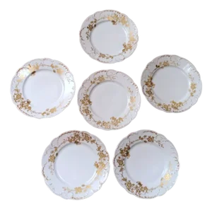 French White Porcelain Plates with Gilt Decor from Haviland, Limoges, 1902, Set of 6