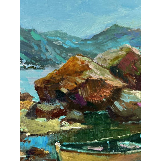 Paper Oil Painting the Boat Is Moored on the Shore Yuriy Suprunchuk For Sale - Image 7 of 11