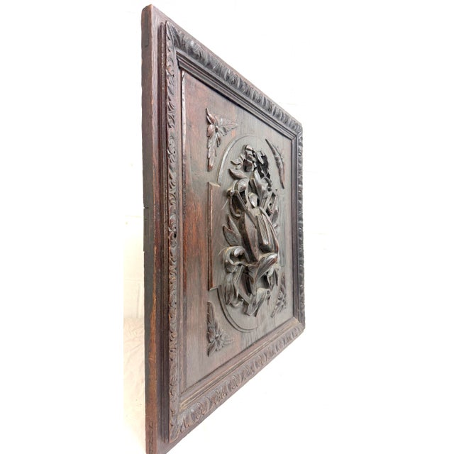 Wood Large Antique 19th Century Architectural Salvage Art Theme Door Sculpture Panel For Sale - Image 7 of 13
