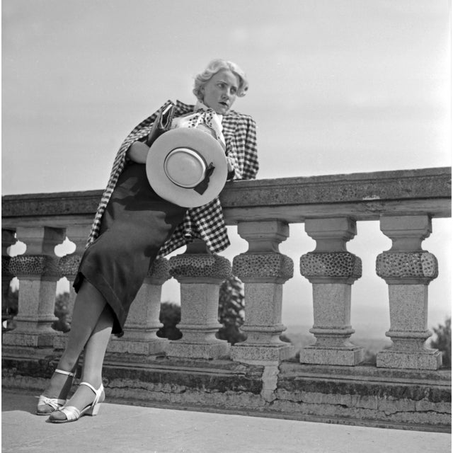 1930s Woman Leaning on Balcony Solitude Castle, Stuttgart Germany, 1935 For Sale - Image 5 of 5