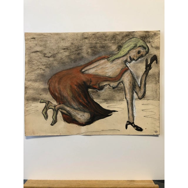 Paper Mid Century Ink Wash Female Figure Original Vintage Nyc Artist For Sale - Image 7 of 7